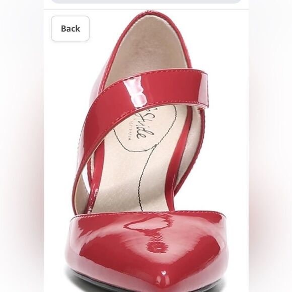 Life Stride Asymmetrical Strap Comfort Insole Pointed Toe Red Suki Pump/heels - Picture 12 of 16